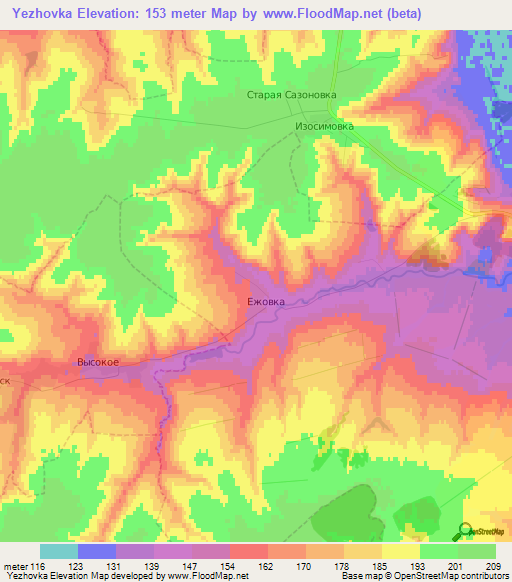 Yezhovka,Russia Elevation Map