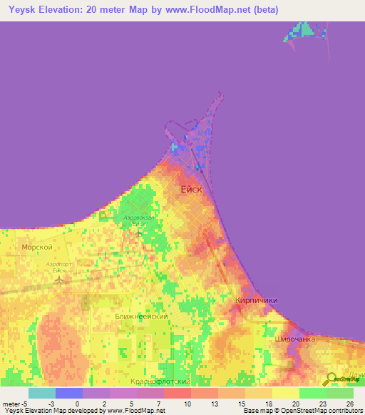 Yeysk,Russia Elevation Map