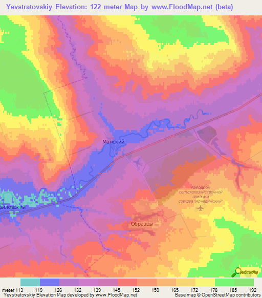 Yevstratovskiy,Russia Elevation Map