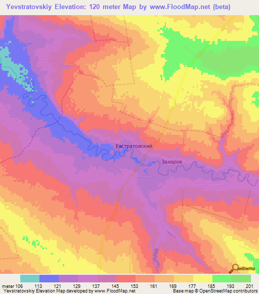 Yevstratovskiy,Russia Elevation Map