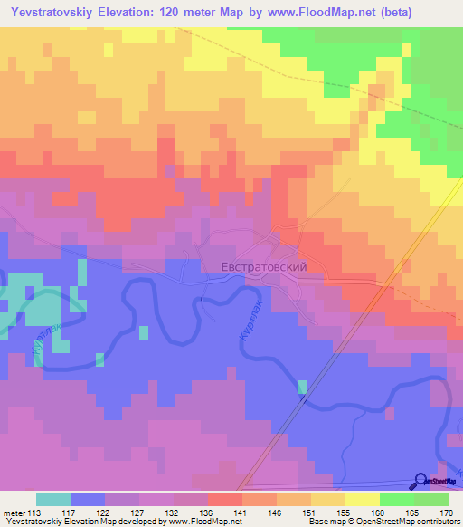 Yevstratovskiy,Russia Elevation Map