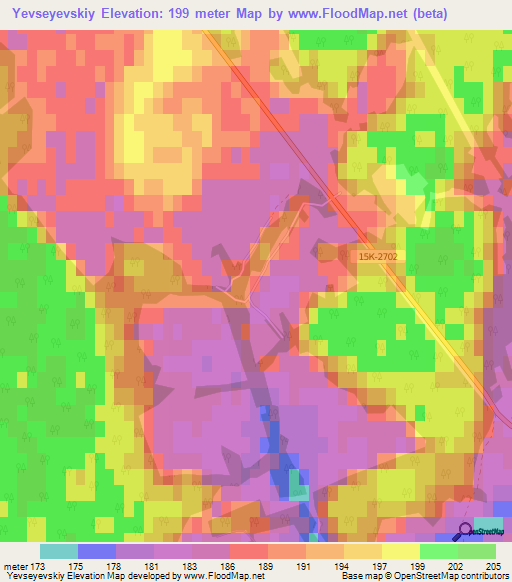 Yevseyevskiy,Russia Elevation Map