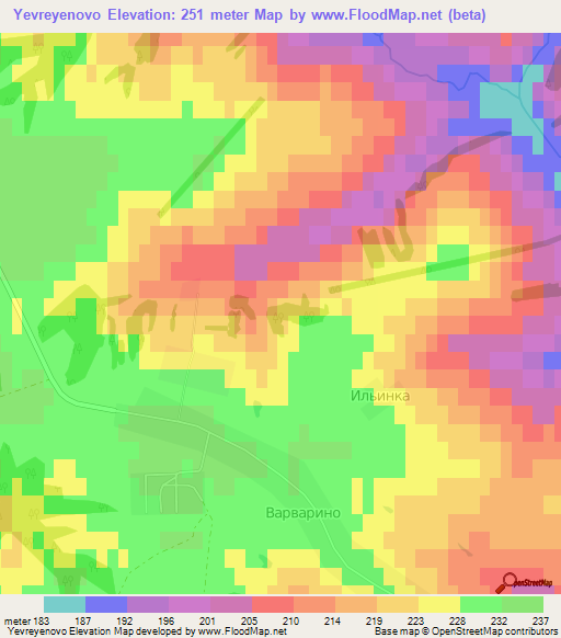 Yevreyenovo,Russia Elevation Map