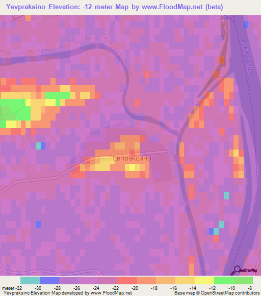 Yevpraksino,Russia Elevation Map