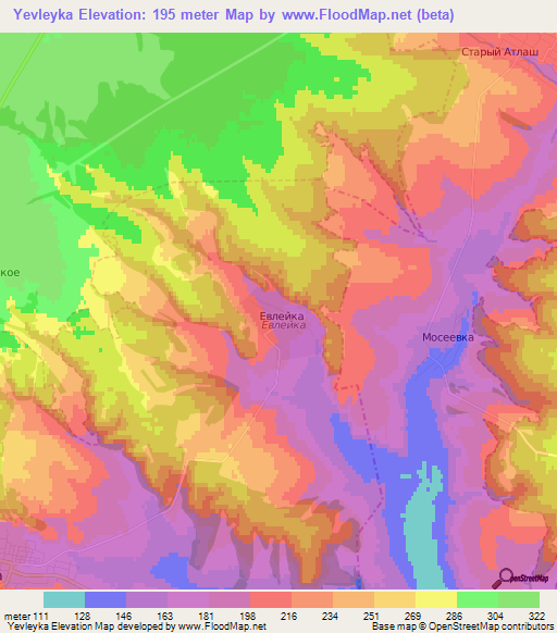 Yevleyka,Russia Elevation Map