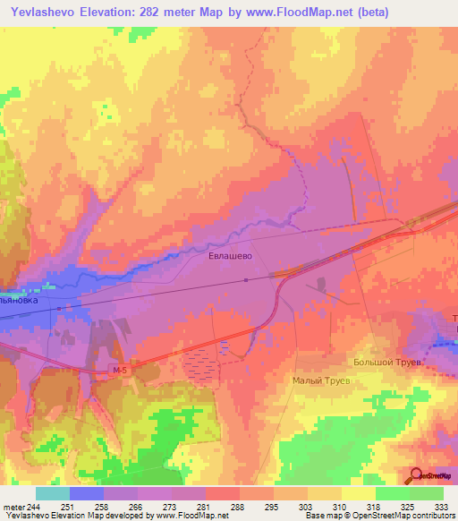 Yevlashevo,Russia Elevation Map