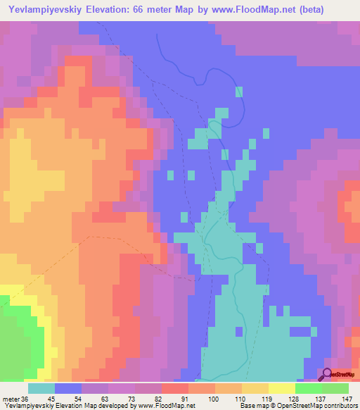 Yevlampiyevskiy,Russia Elevation Map