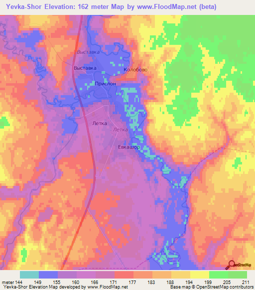 Yevka-Shor,Russia Elevation Map