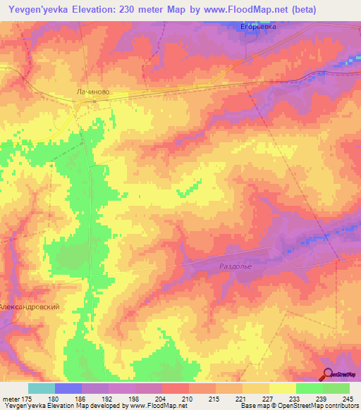 Yevgen'yevka,Russia Elevation Map