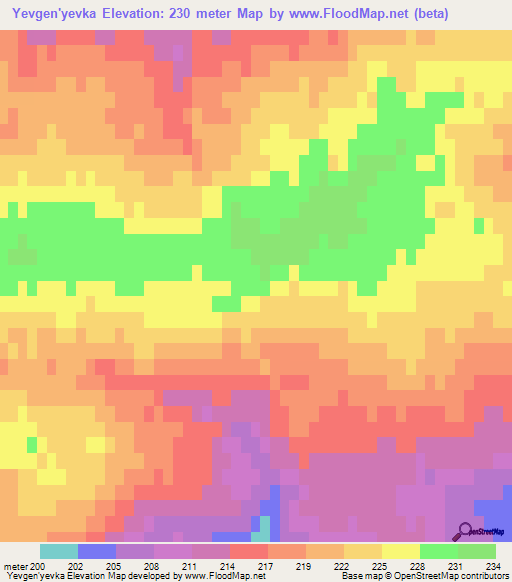 Yevgen'yevka,Russia Elevation Map