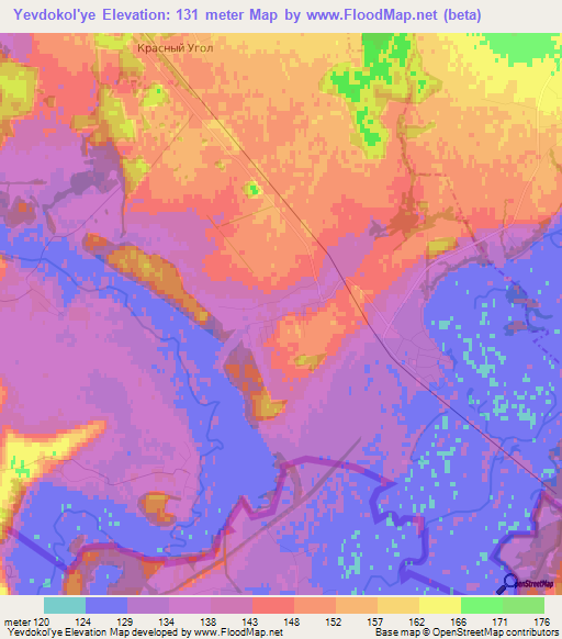 Yevdokol'ye,Russia Elevation Map