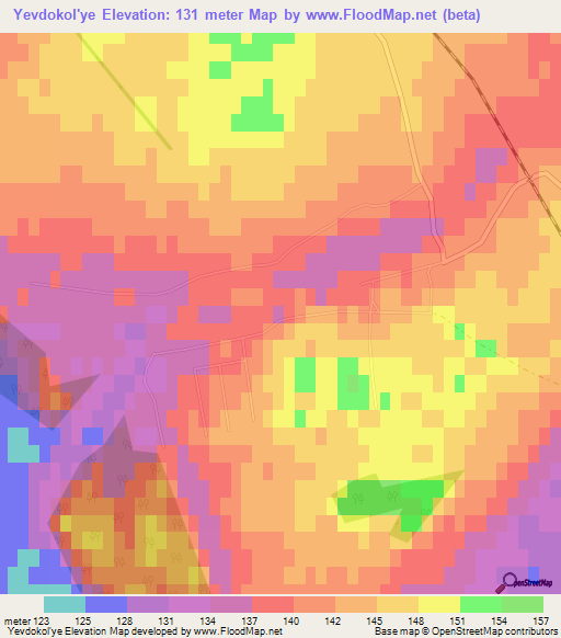 Yevdokol'ye,Russia Elevation Map