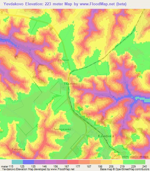 Yevdakovo,Russia Elevation Map