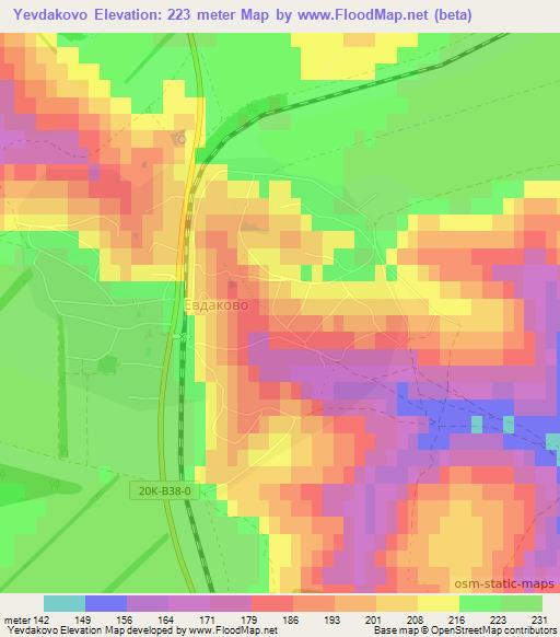 Yevdakovo,Russia Elevation Map