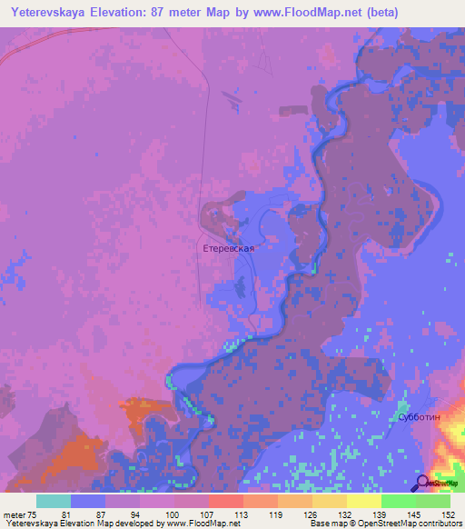 Yeterevskaya,Russia Elevation Map