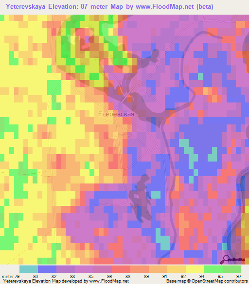 Yeterevskaya,Russia Elevation Map