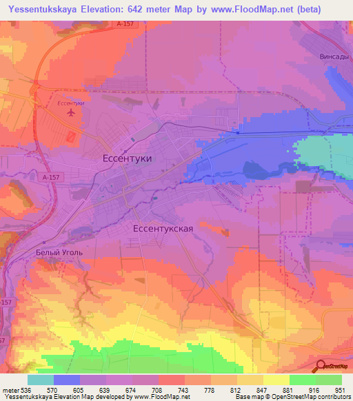 Yessentukskaya,Russia Elevation Map