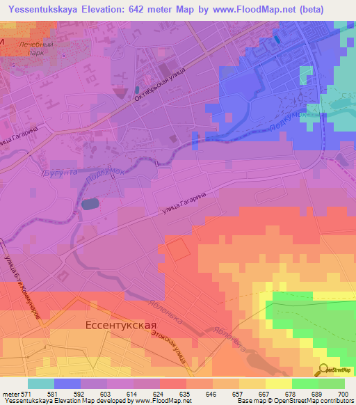 Yessentukskaya,Russia Elevation Map