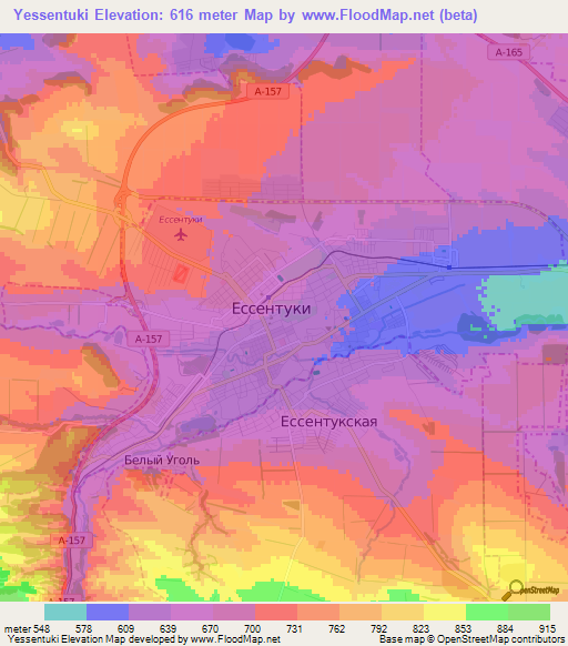 Yessentuki,Russia Elevation Map