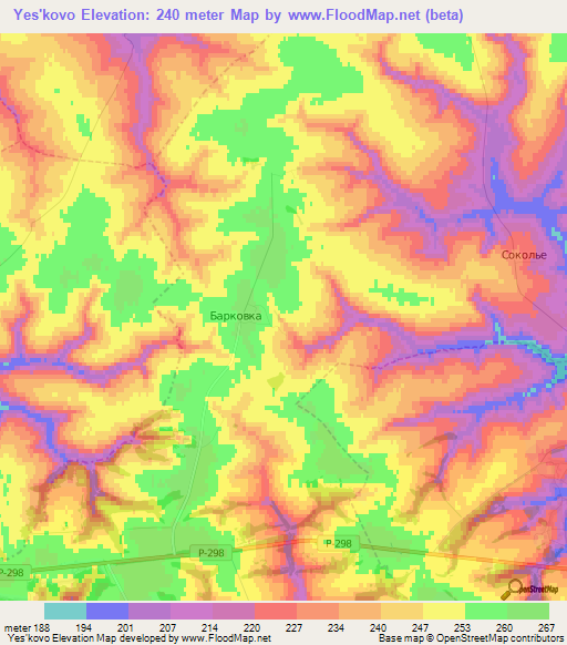 Yes'kovo,Russia Elevation Map