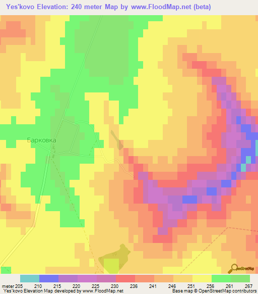 Yes'kovo,Russia Elevation Map