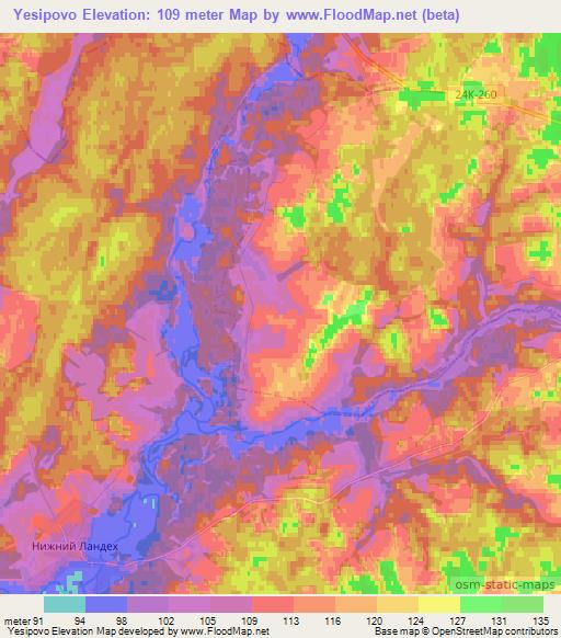 Yesipovo,Russia Elevation Map