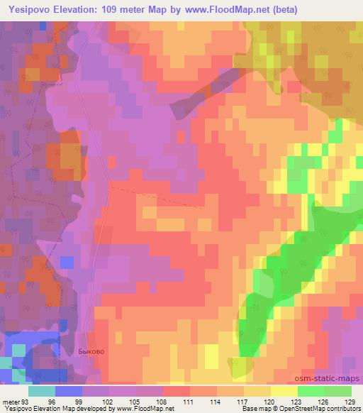 Yesipovo,Russia Elevation Map