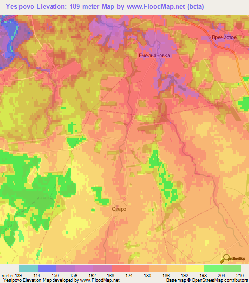 Yesipovo,Russia Elevation Map