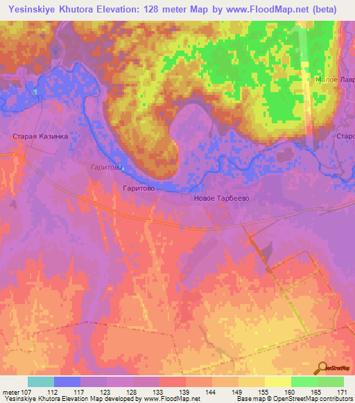 Yesinskiye Khutora,Russia Elevation Map