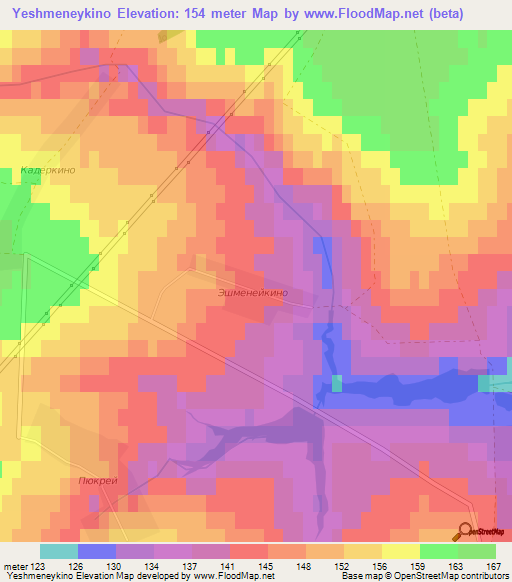 Yeshmeneykino,Russia Elevation Map