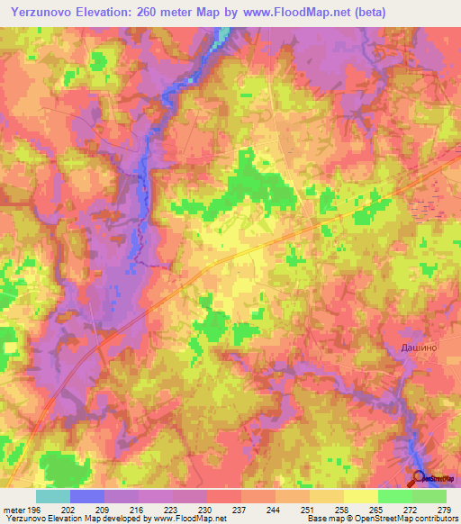 Yerzunovo,Russia Elevation Map