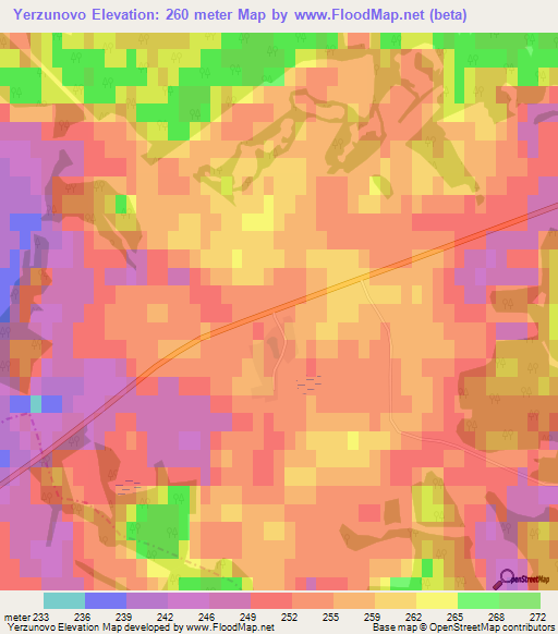 Yerzunovo,Russia Elevation Map