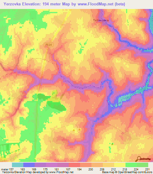 Yerzovka,Russia Elevation Map