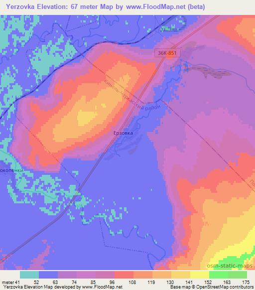 Yerzovka,Russia Elevation Map