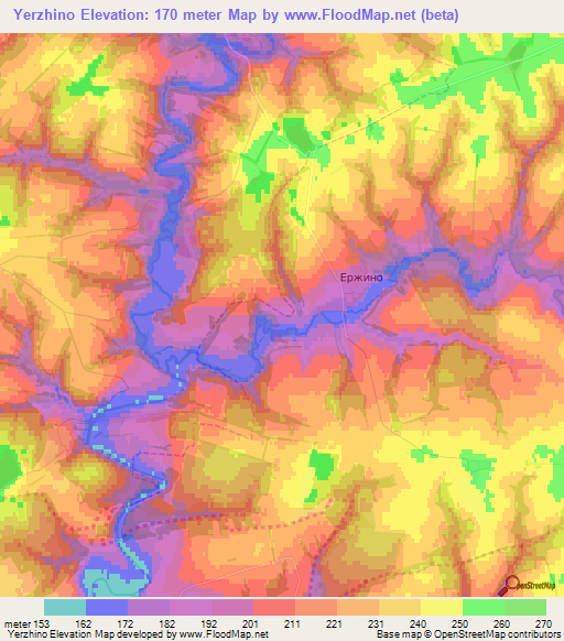 Yerzhino,Russia Elevation Map