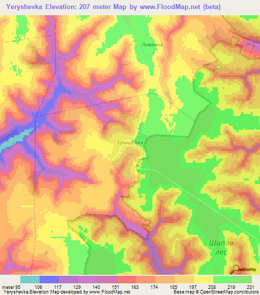 Yeryshevka,Russia Elevation Map