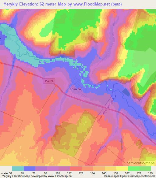 Yerykly,Russia Elevation Map