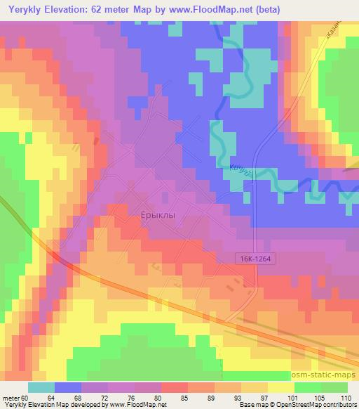 Yerykly,Russia Elevation Map