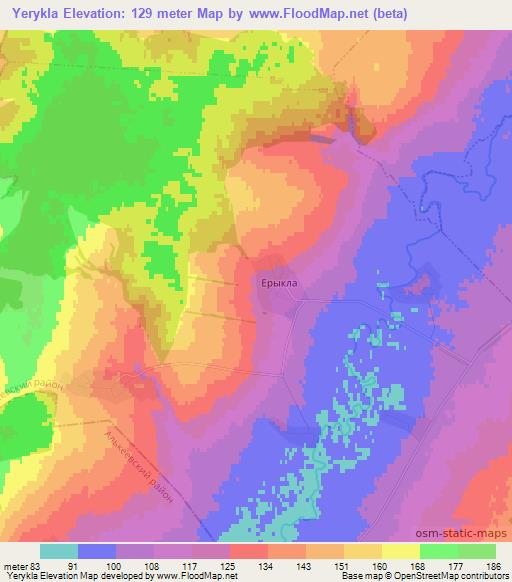 Yerykla,Russia Elevation Map