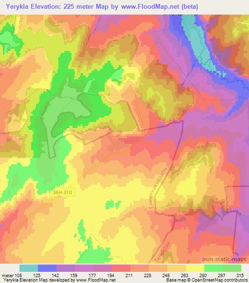 Yerykla,Russia Elevation Map