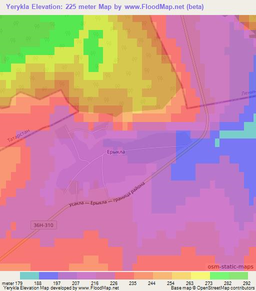 Yerykla,Russia Elevation Map