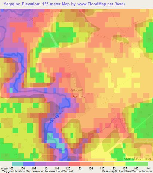 Yerygino,Russia Elevation Map