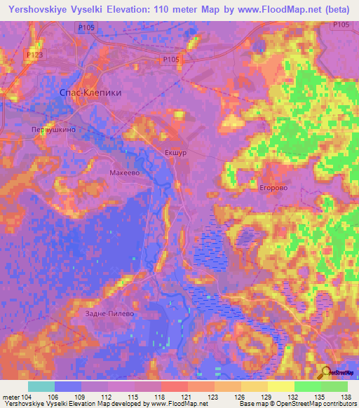 Yershovskiye Vyselki,Russia Elevation Map