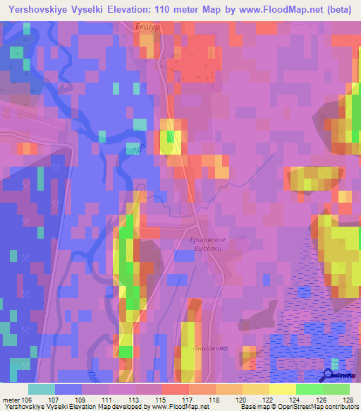 Yershovskiye Vyselki,Russia Elevation Map