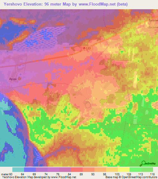 Yershovo,Russia Elevation Map