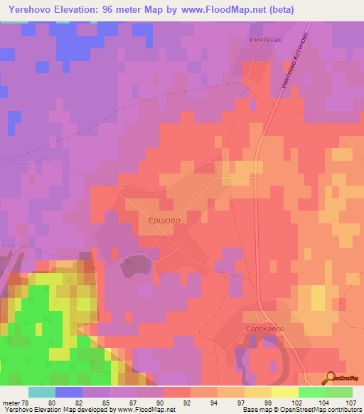 Yershovo,Russia Elevation Map