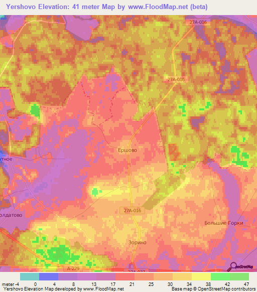 Yershovo,Russia Elevation Map