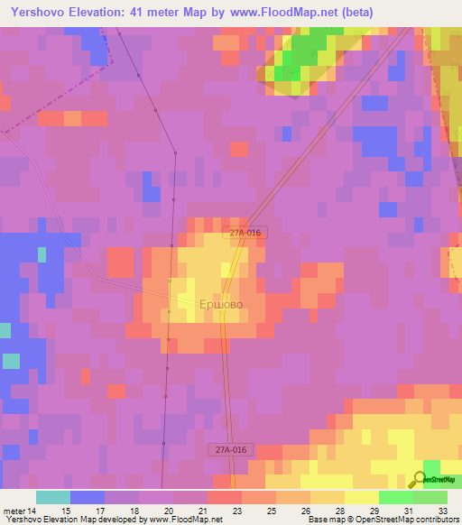 Yershovo,Russia Elevation Map