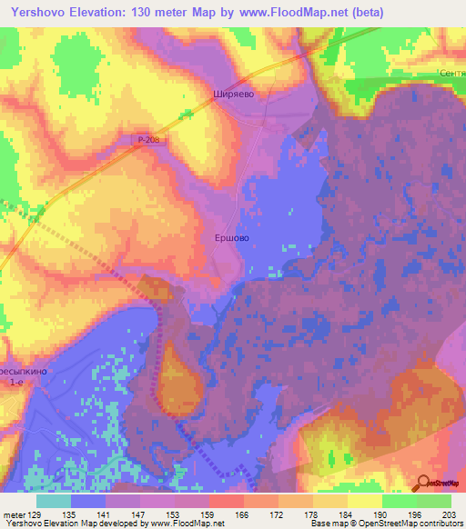 Yershovo,Russia Elevation Map