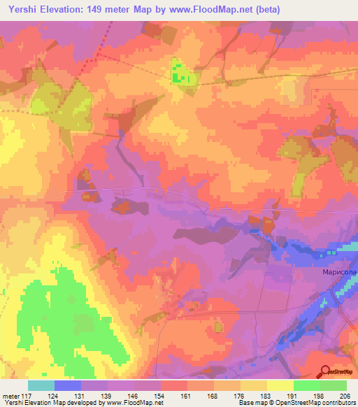 Yershi,Russia Elevation Map